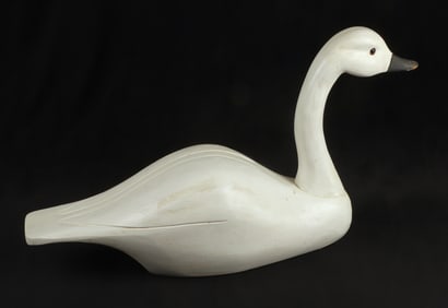 Carved & painted wood swan decoy