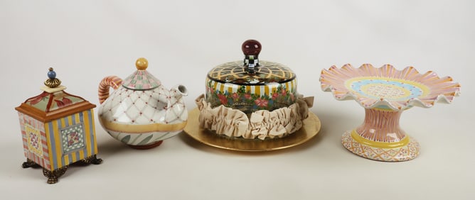 Mackenzie Childs Cake Stand and Tea Items