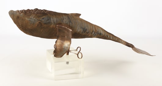 Mike Patterson Chased Metal Whale Weathervane