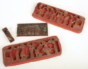 (4) Gilt Carved Temple Architectural Elements