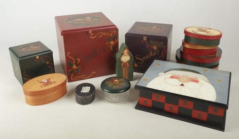 A Collection of Folk Style Hand Painted Boxes
