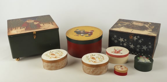 A Collection of Folk Style Hand Painted Boxes