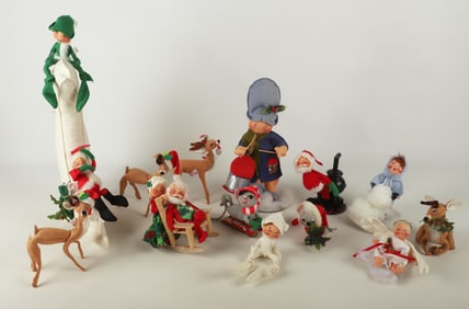 A Collection of Annalee Felt Christmas Figures