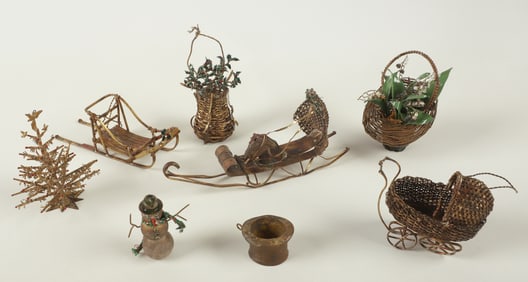 (8) Antique Enameled Christmas Ornaments
