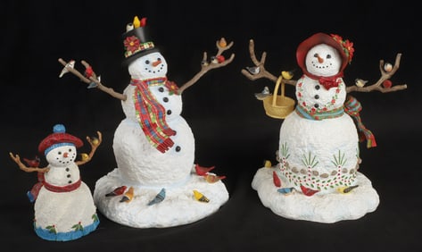 (3) Lenox snowman family figures