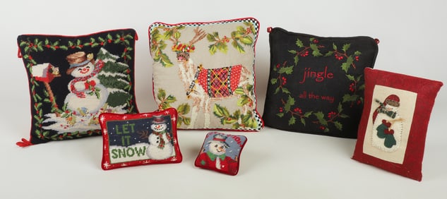 (6) Christmas pillows, including MacKenzie Childs