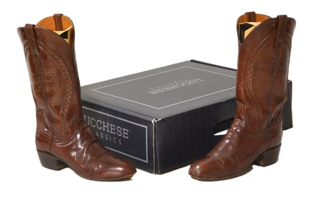 Lucchese Brown Leather Cowboy Boots