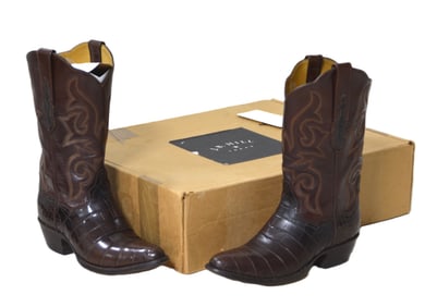 J.B Hill Texas Cognac Belly of the Alligator Boots