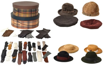 Vintage Hat and Leather Glove Group