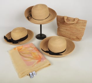 Designer Straw Hats, Bag & Ferragamo Scarf