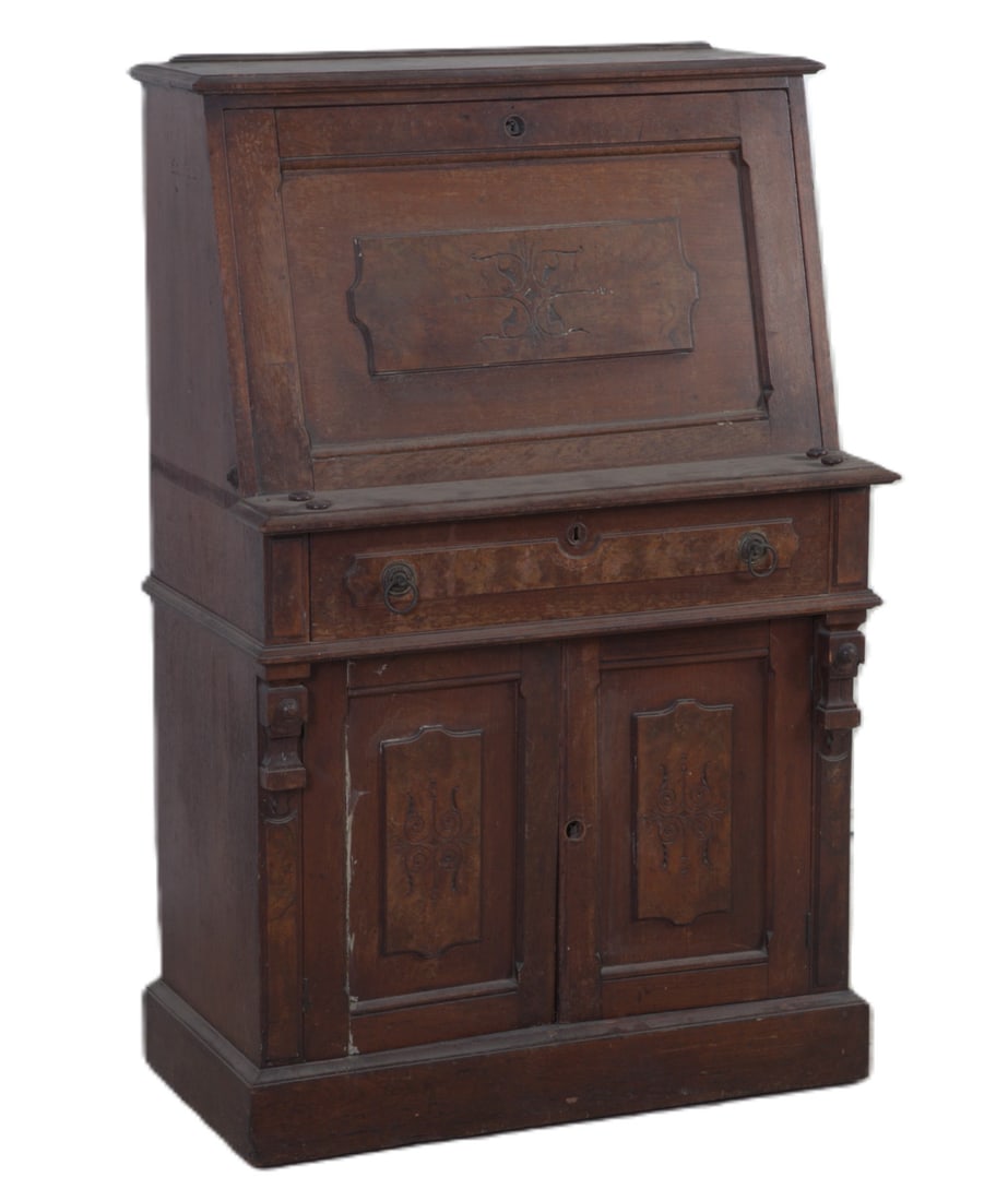 Victorian walnut fall front desk (1 of 5)