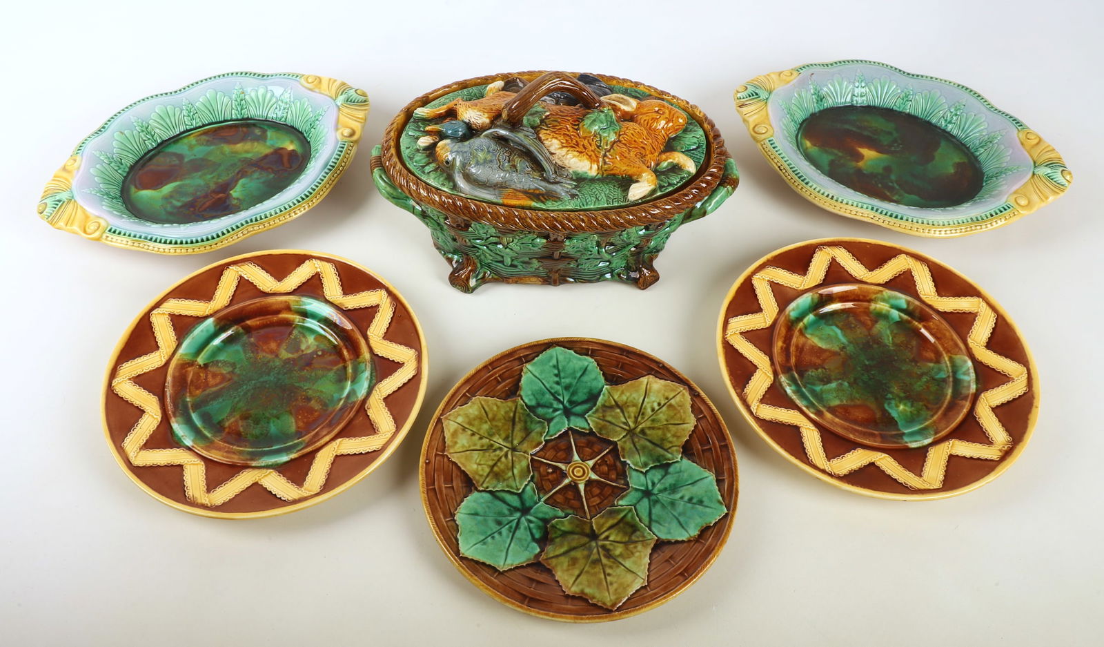 A Collection of Majolica Table Items (1 of 8)