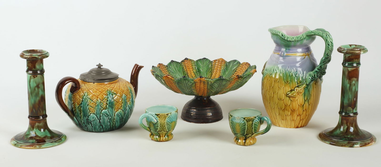A Collection of Majolica Table Items (1 of 6)