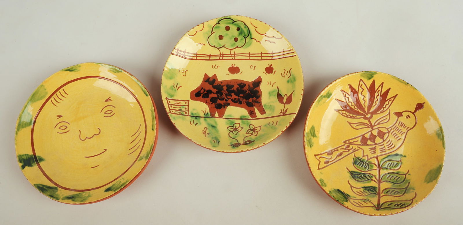 (3) Breininger Pennsylvania redware Sgraffito plates (1 of 5)