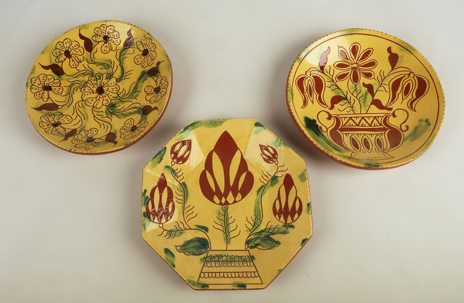 (3) Breininger Pennsylvania redware Sgraffito plates (1 of 7)
