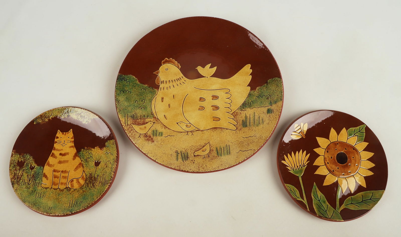 (3) Joan Tatum redware pottery plates (1 of 7)