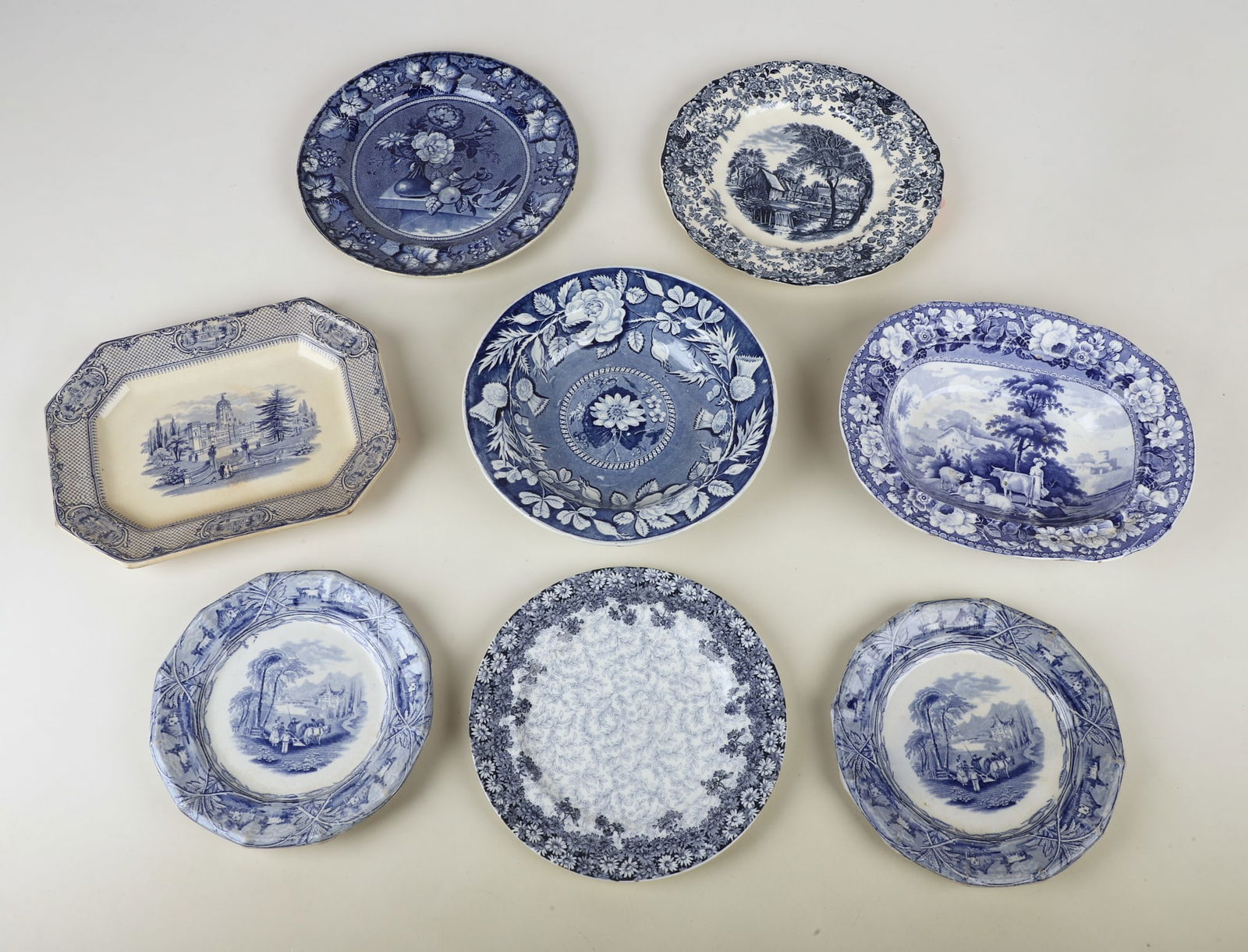 (8) Pieces of blue transferware porcelain & pottery (1 of 5)