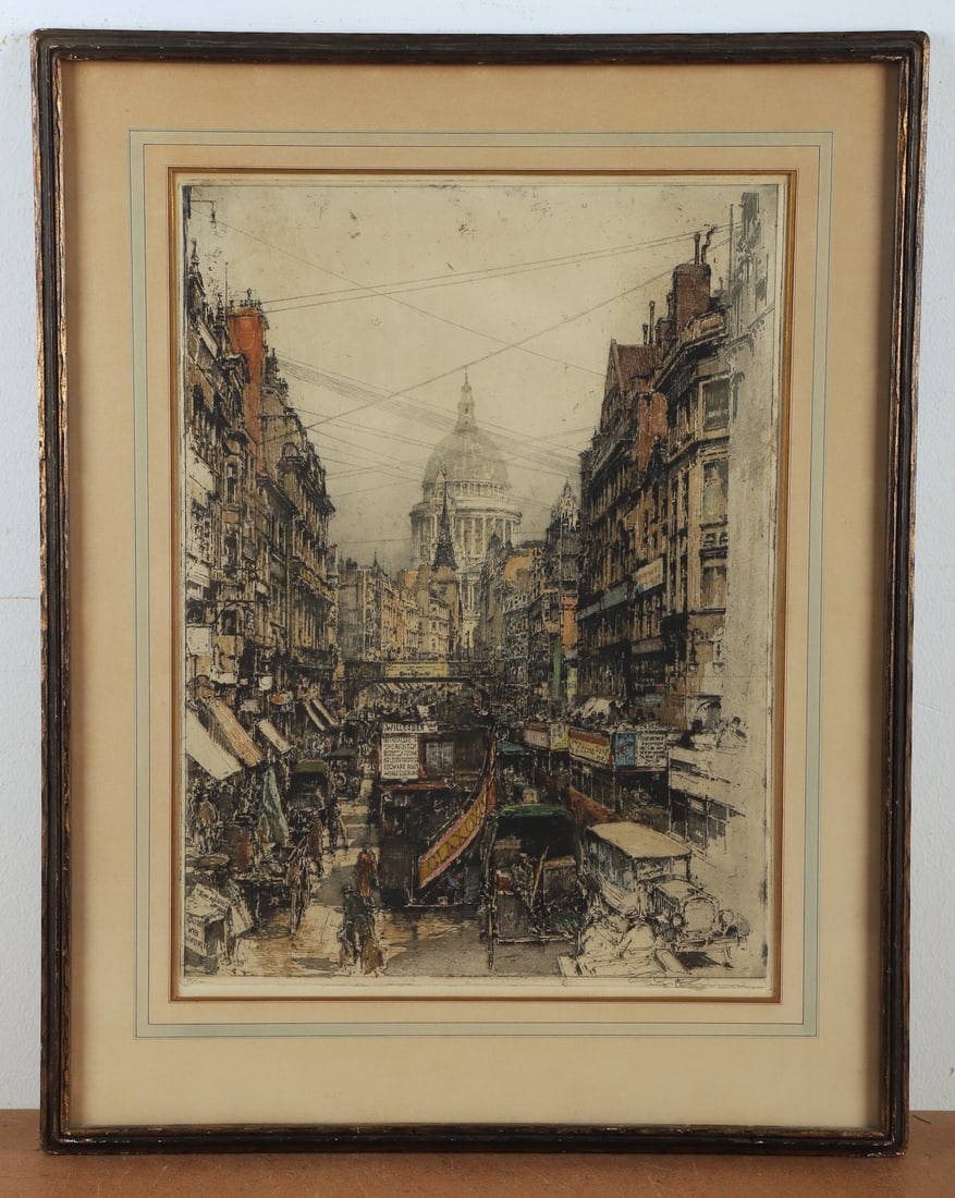 Luigi Kasimir Etching "Fleet Street, London" (1 of 5)