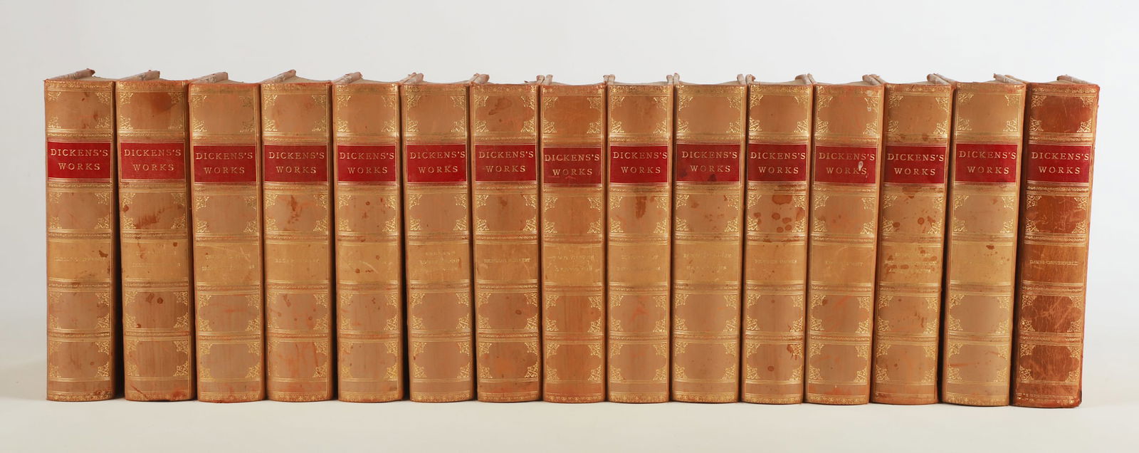 [Fine binding] A 15-vol. set of Dickens, c. 1900 (1 of 4)