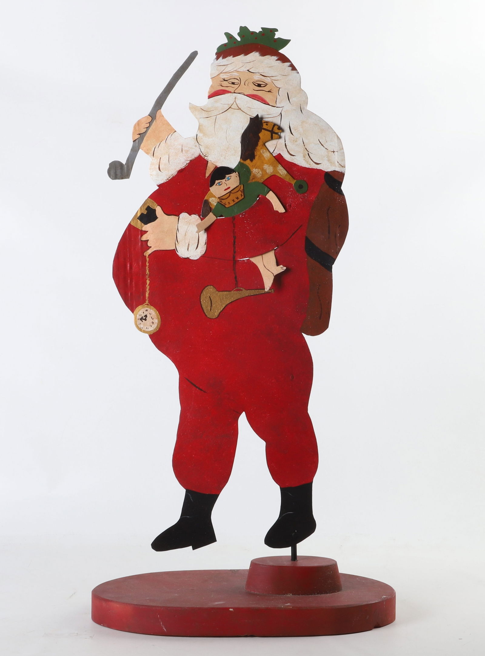 Vintage painted sheet metal Santa figure (1 of 4)