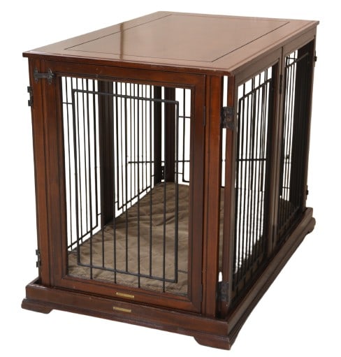 Frontgate teak and metal dog crate (1 of 5)