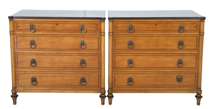 Pair Kittinger inlaid cherry 4-drawer chests (1 of 5)