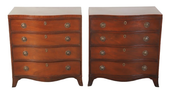 Pair of Hepplewhite style mahogany chairside chests (1 of 5)
