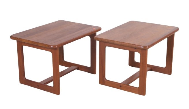 Pair Modern Design teak side tables (1 of 4)