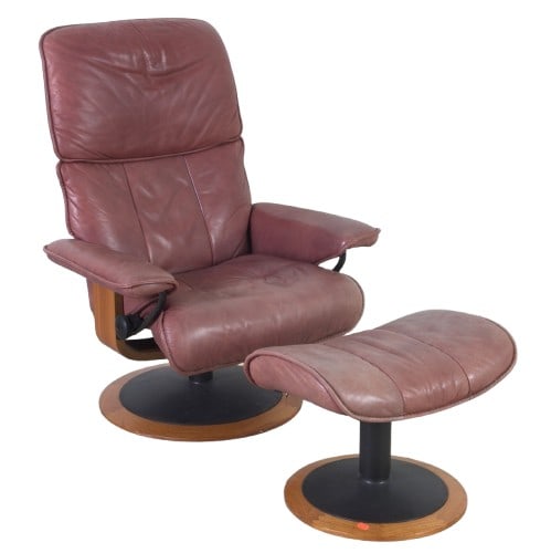 Modern Design leather swivel lounge chair and ottoman (1 of 4)