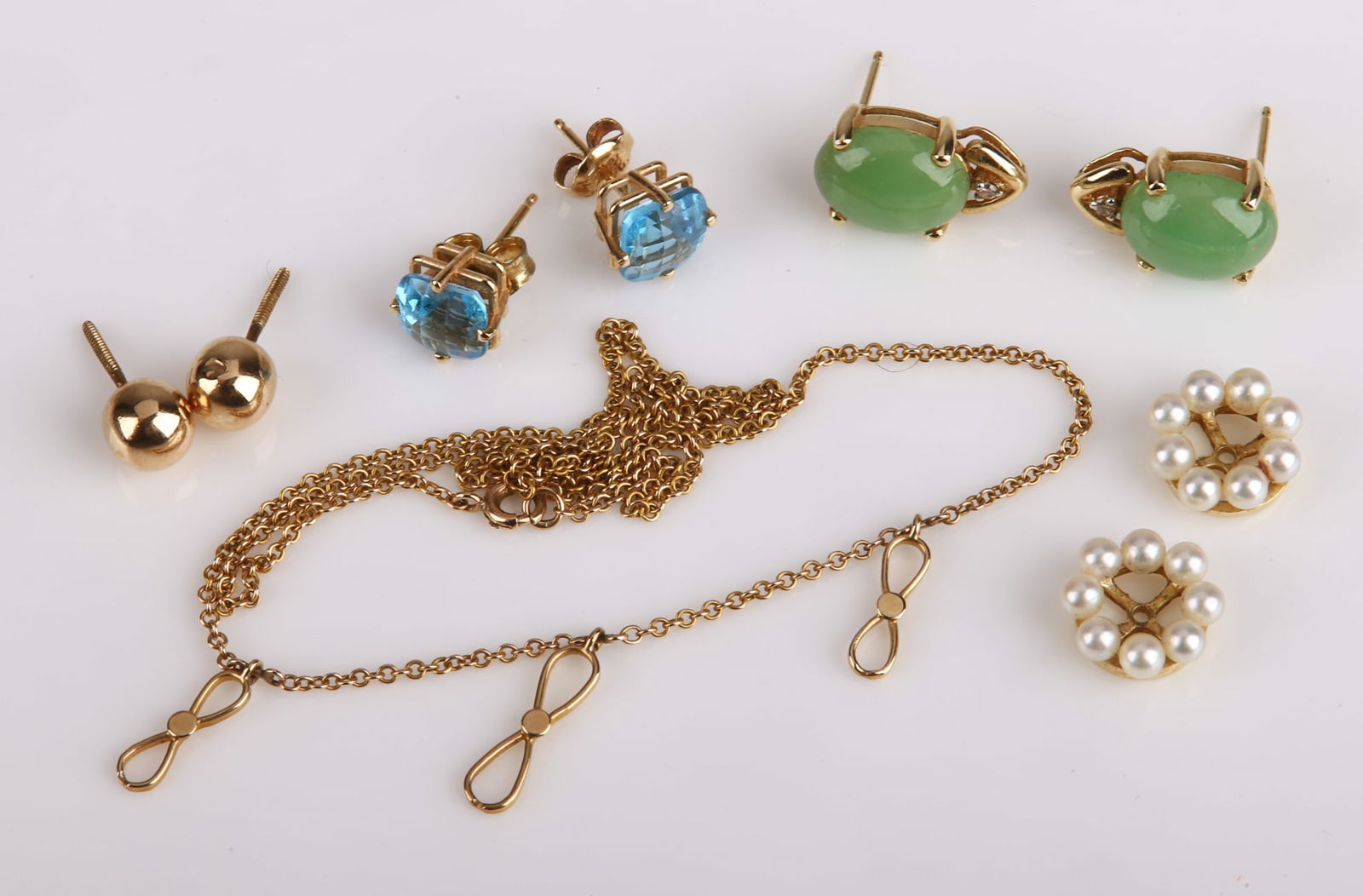 Gold Earrings and Necklace Grouping (1 of 7)