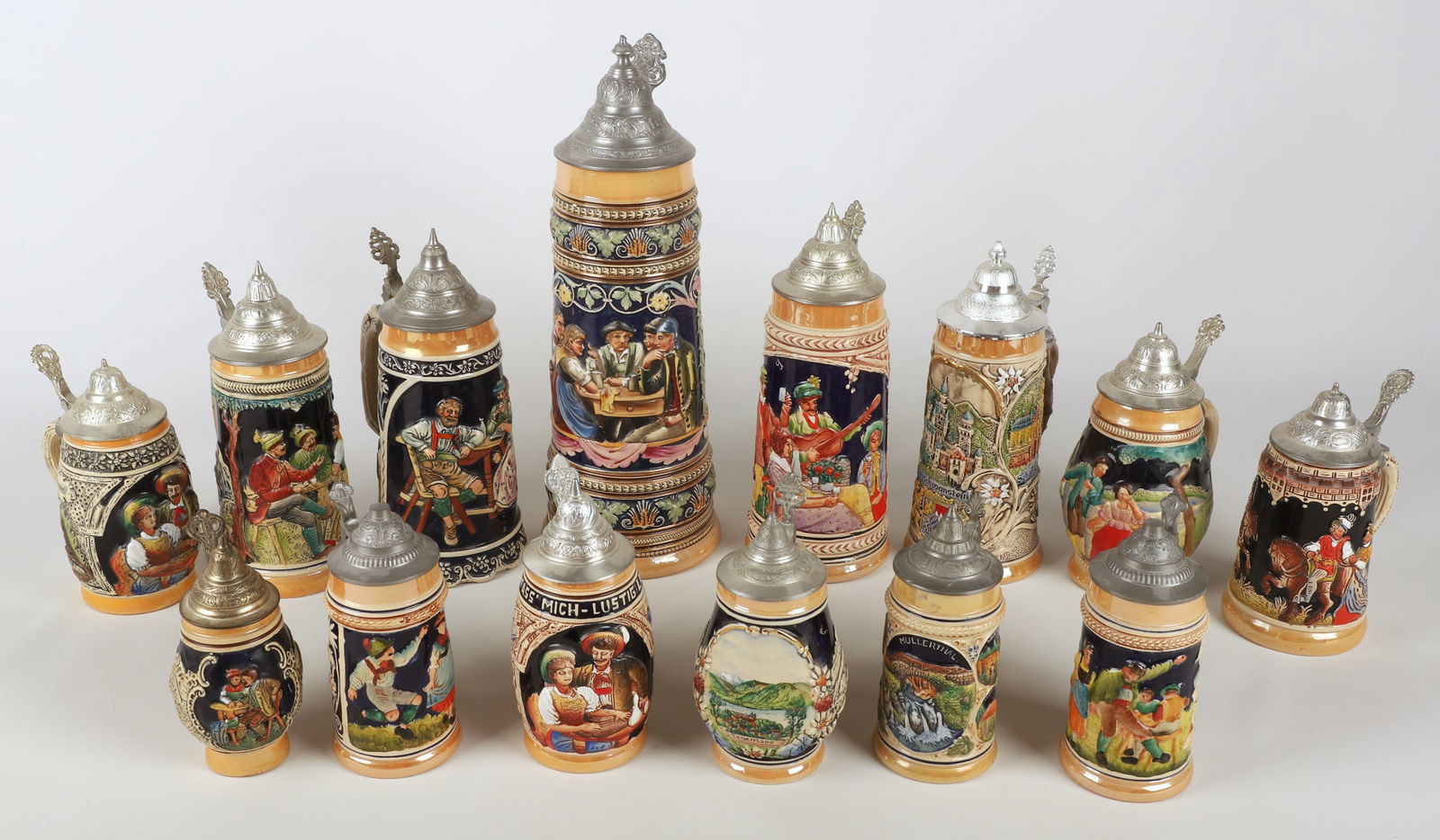 Large Lot of (27) German pottery steins (1 of 13)
