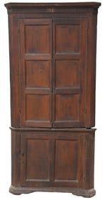 18th c American walnut corner cabinet