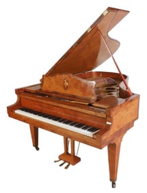 1903 c Bechstein Model B figured burl walnut inlaid grand piano
