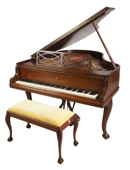 Steinway and Sons Chippendale style mahogany finished Grand Model M piano w/ bench (1 of 19)