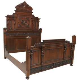 Victorian style figural carved King size bed