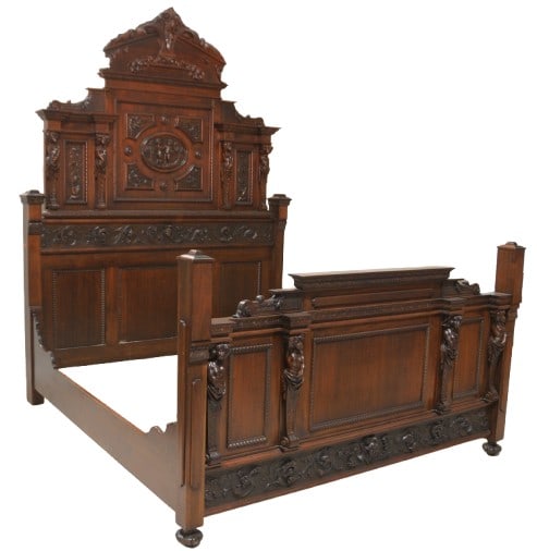 Victorian style figural carved King size bed (1 of 11)