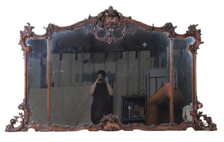 Italian style carved walnut mantle mirror