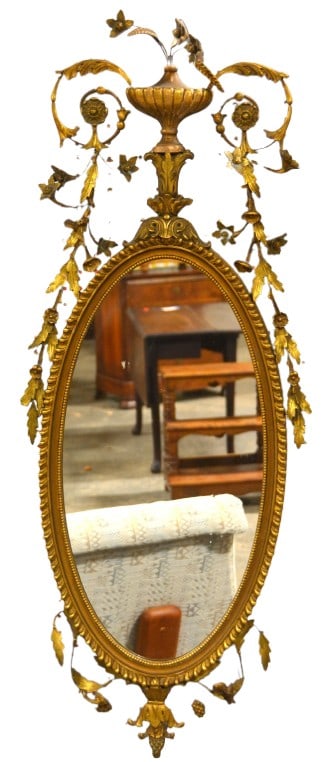 French style gilt hanging wall mirror (1 of 8)