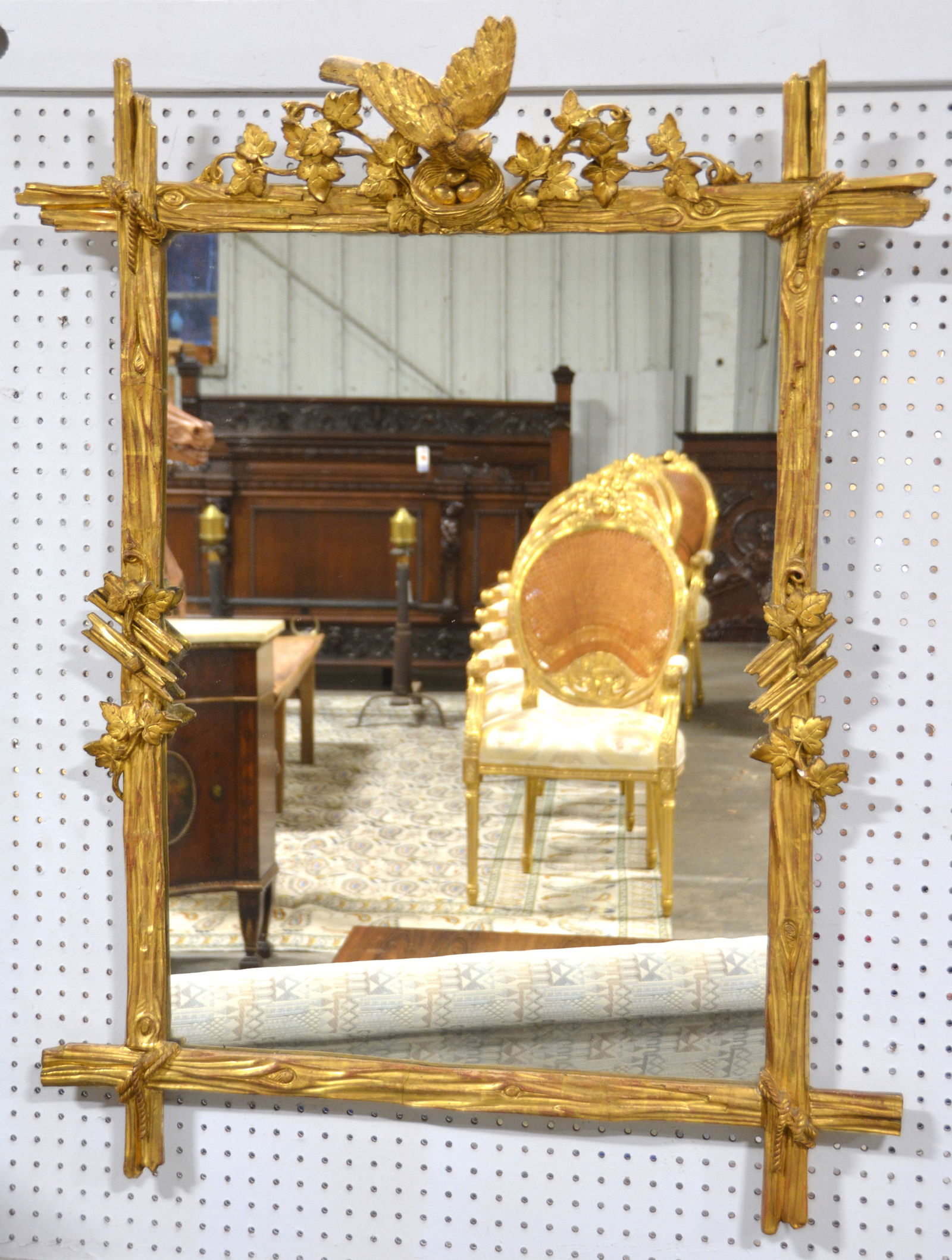 Branch form gilt carved hanging wall mirror (1 of 6)