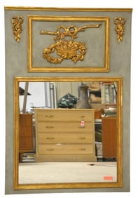 French style paint decorated trumeau mirror