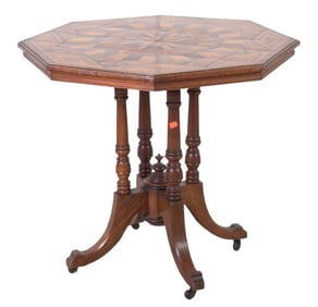Parquetry inlaid octogonal center table