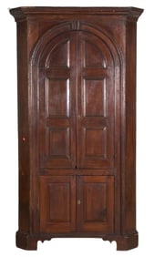 1-pc Walnut carved blind door paneled corner cabinet