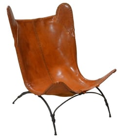 Ralph Lauren Modern Design tacked leather lounge chair