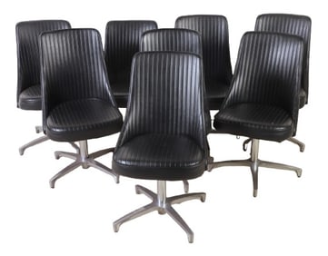 (8) Modern Design leather swivel dining chairs