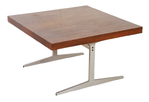 Modern Design walnut and chrome side table (1 of 6)