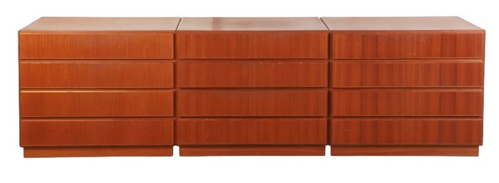 (3) Danish Modern teak 4-drawer chests