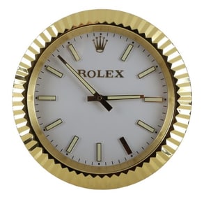 Watch Dealer Display Clock Rolex Gold Plated Oyster