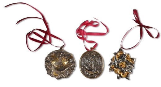 (3) Sterling Silver Buccellati Christmas Ornaments