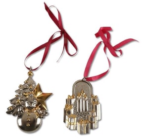 (2) Sterling Silver Buccellati Christmas Ornaments