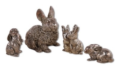 (4) Sterling Clad Rabbit Figures